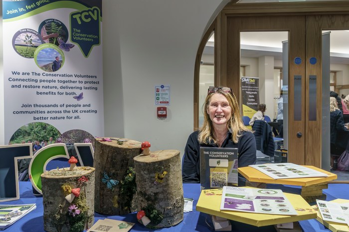 The Conservation Volunteers stand with natural display materials